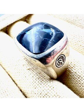 David Yurman Blue Lapis Lazuli Ring Sterling Silver Size 11 Weight 23 Grams